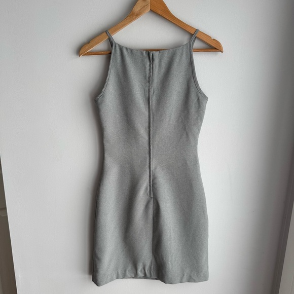 Vintage 90s Y2K Grey Minimalist Sheath Dress XS Halter Mini Short Capsule Canada - Picture 11 of 14